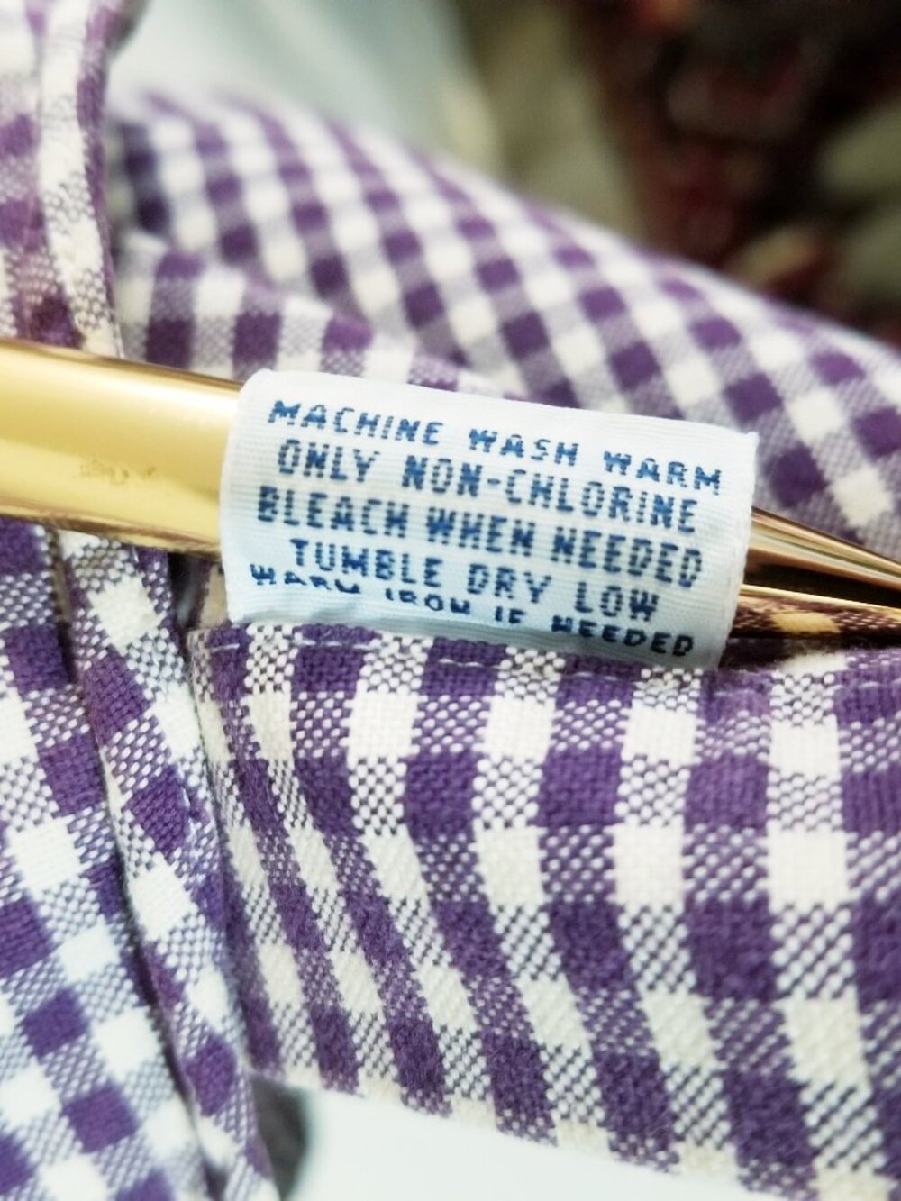 Men’s Ralph Lauren Custom Fit Gingham Oxford Cotton Button Up Shirt Purple Med - Picture 7 of 8